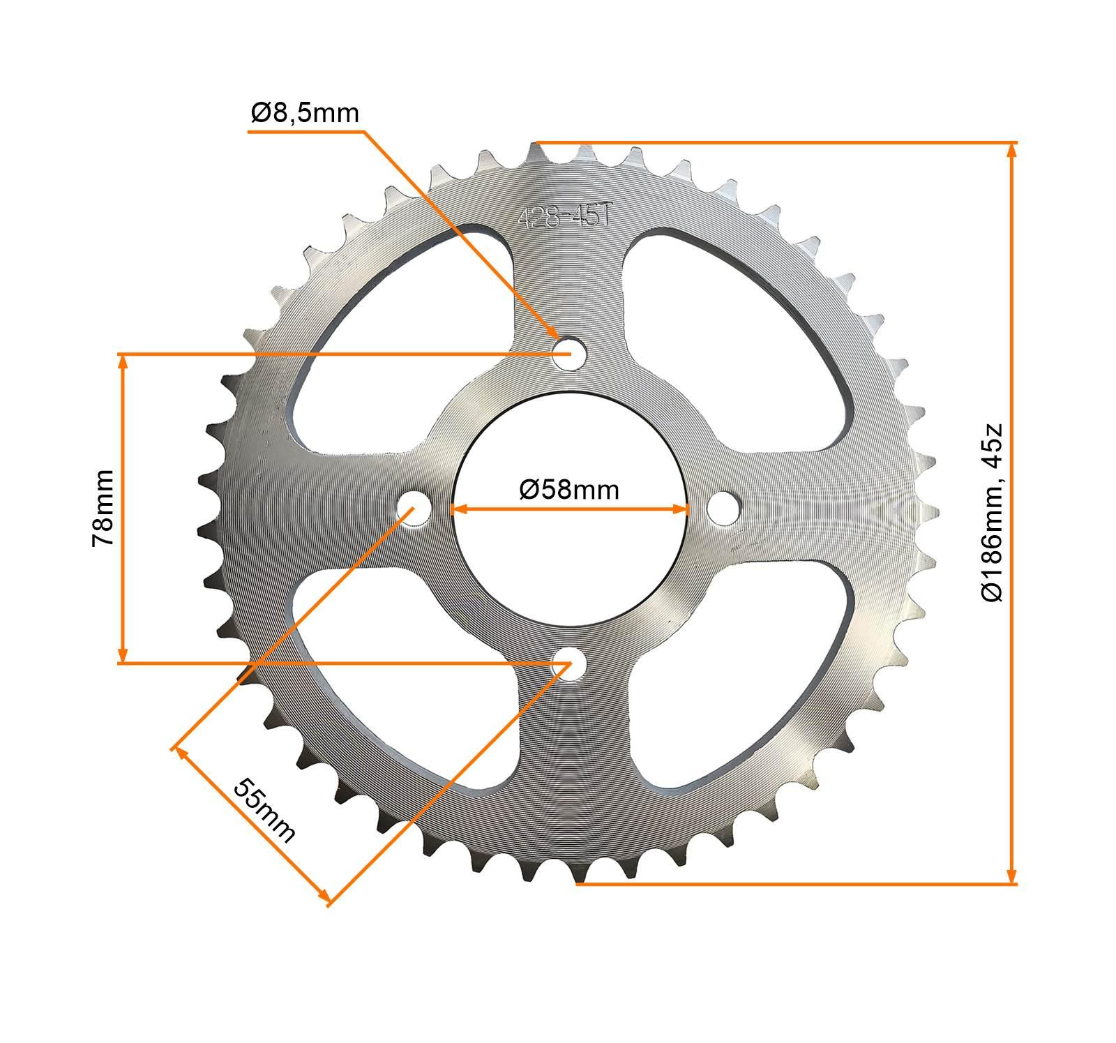 Zębatka tył 428-45 fi-58mm barton junak romet - zdjęcie 2