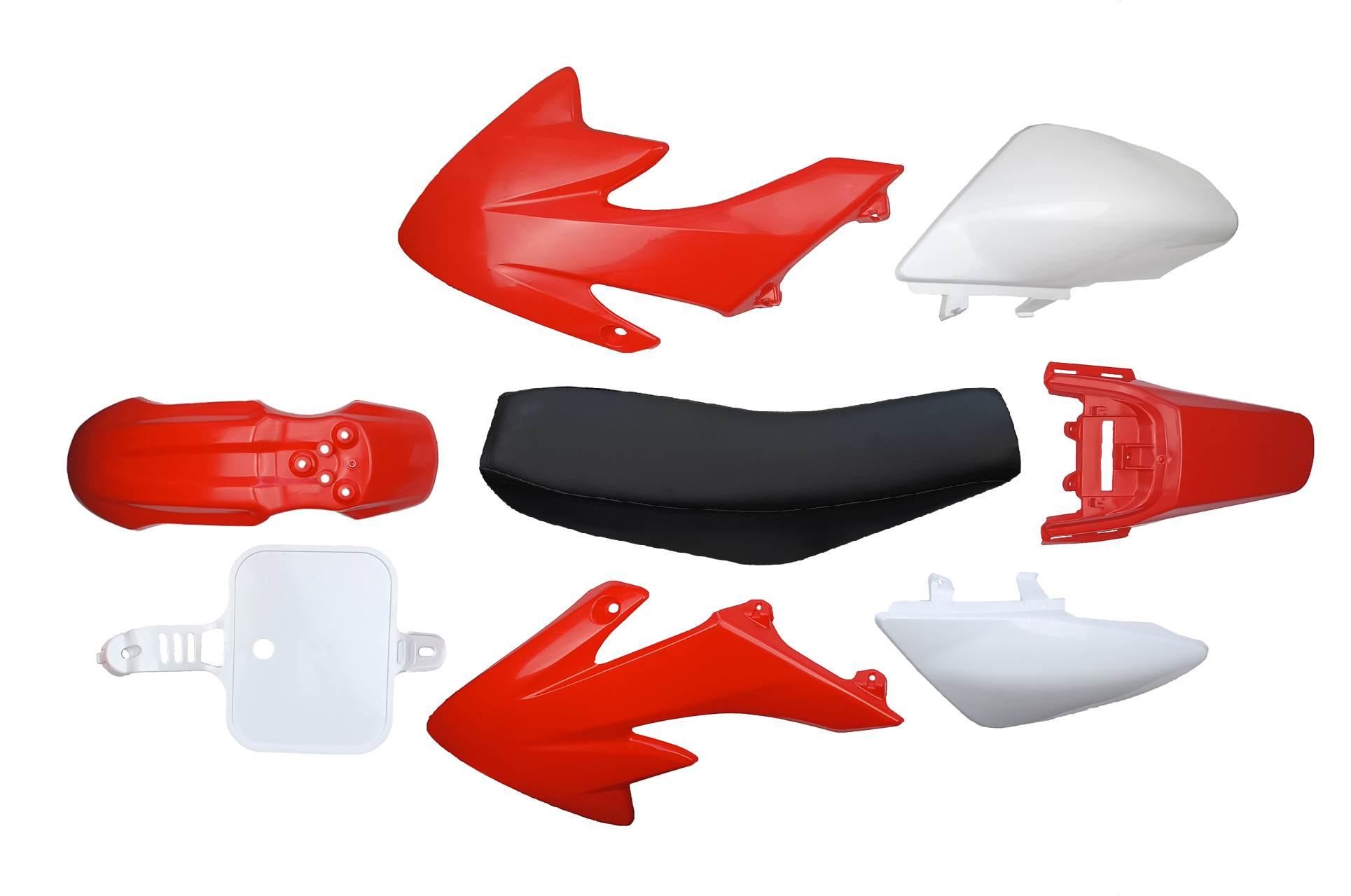 Plastiki owiewki komplet pocket bike mini cross mrf pitbike czerwone siedzenie