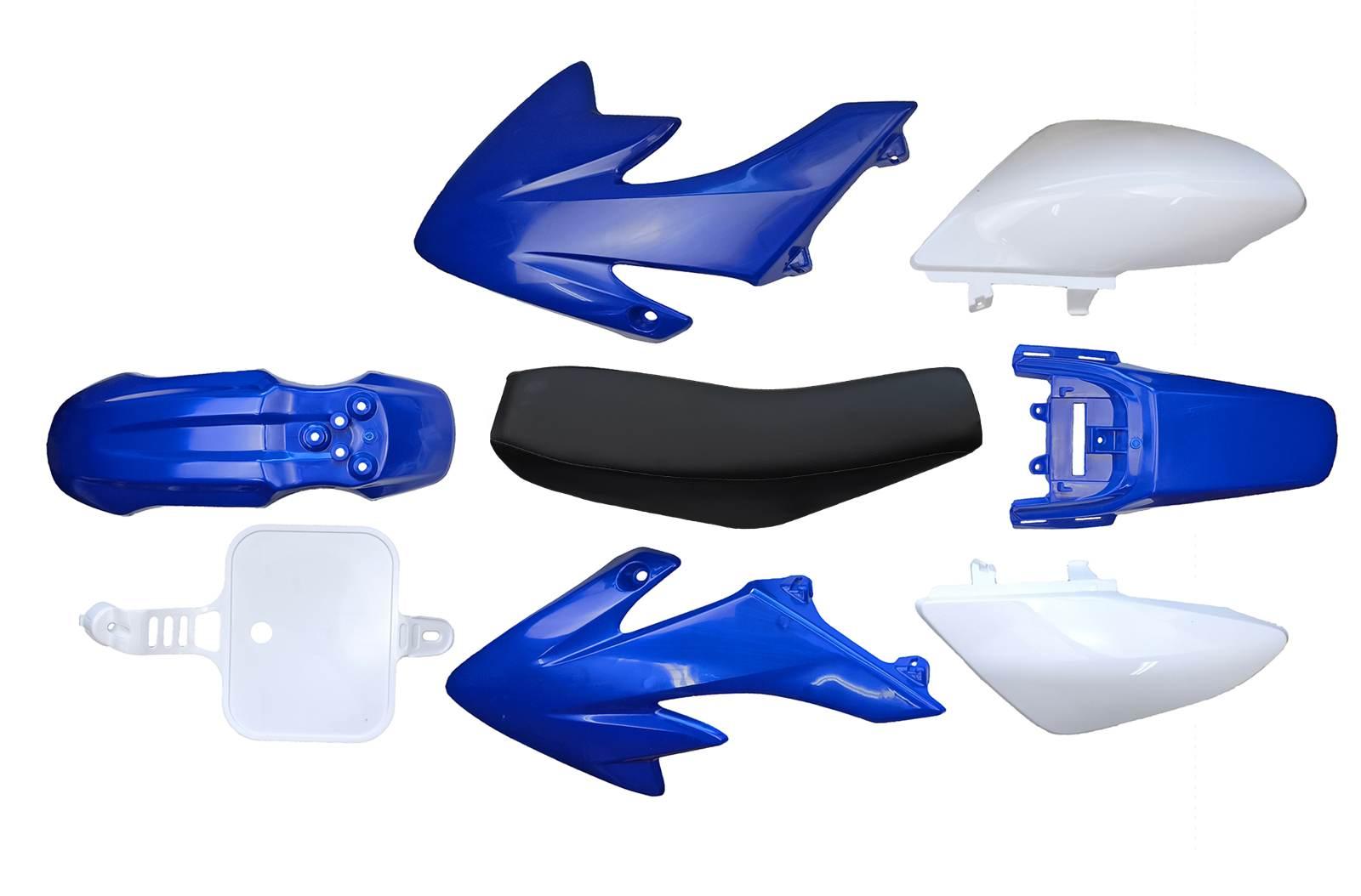 Plastiki owiewki komplet pocket bike mini cross mrf pitbike niebieskie siedzenie