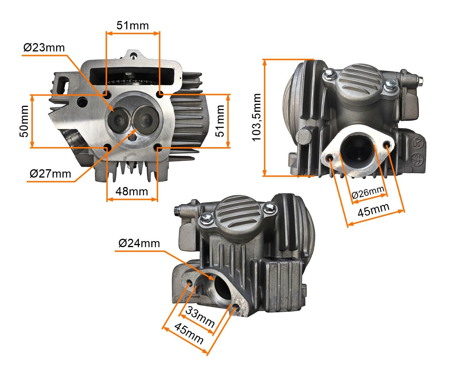 Głowica kpl pitbike cross 140 mrf silnik 1p56fmj 56mm z wałkiem - zdjęcie 8