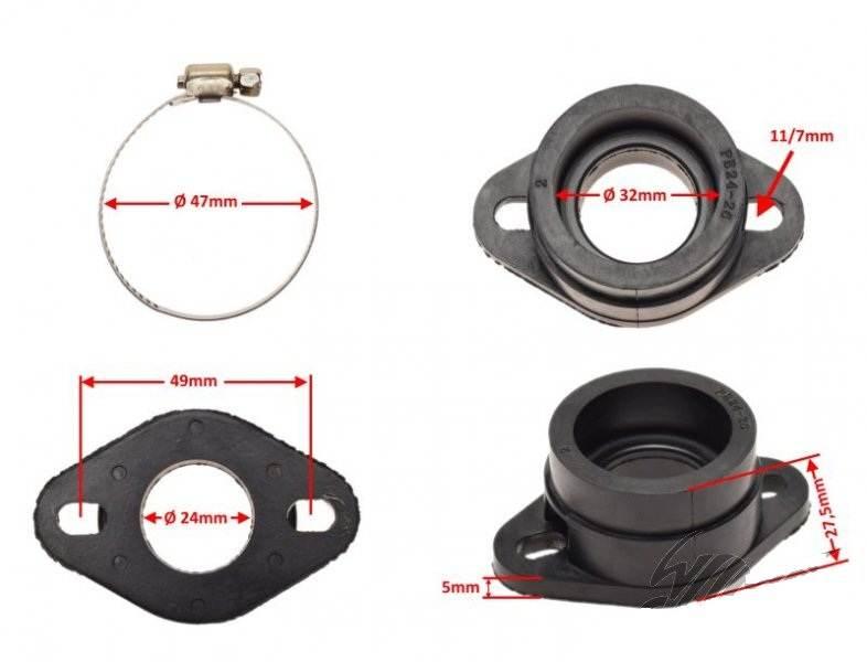 Króciec gaźnika pe22-24-26 peugeot honda yamaha piaggio sym kymco - zdjęcie 3