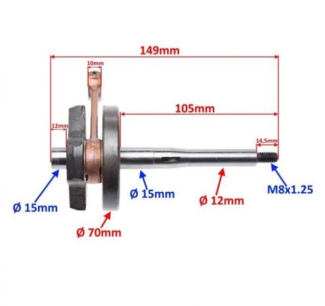 Wał korbowy do piaggio moped ciao bravo si 50cc - zdjęcie 2