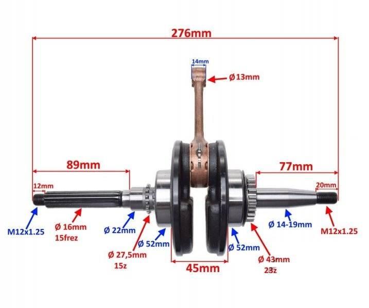 Wał korbowy do yamaha cygnus 125ccm | AY2591B - zdjęcie 2