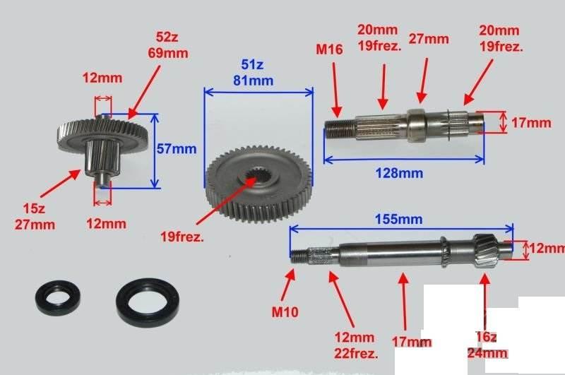 Przekładnia tył kpl 4t wałek 16 z | ZD00851 - zdjęcie 3