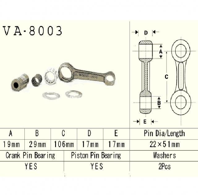 Vesrah Korbowód Kawasaki Kx125 94-97r. | VA-8003