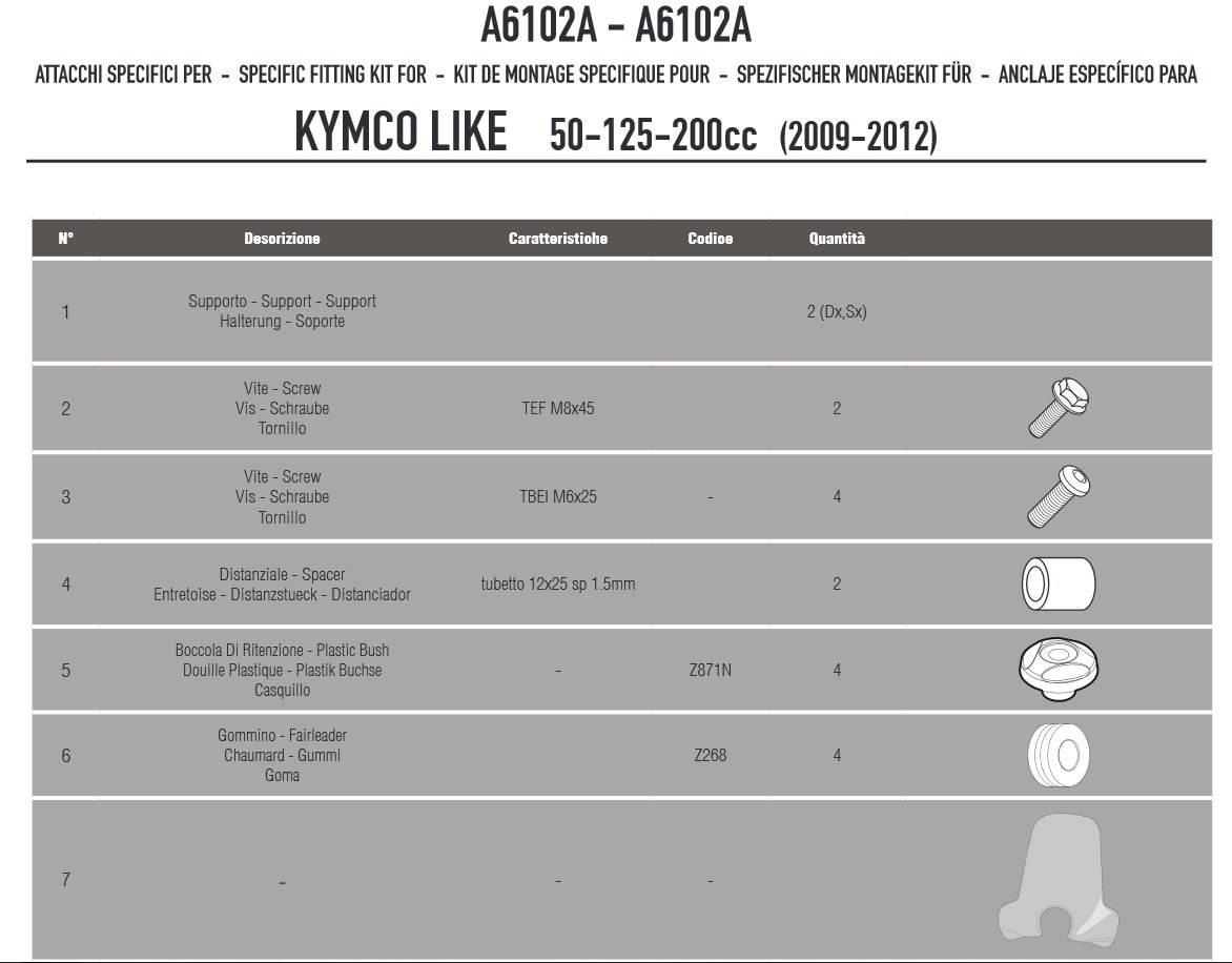 Mocowanie Szyby Kappa Kymco Like 50/125/200 Syka6102a