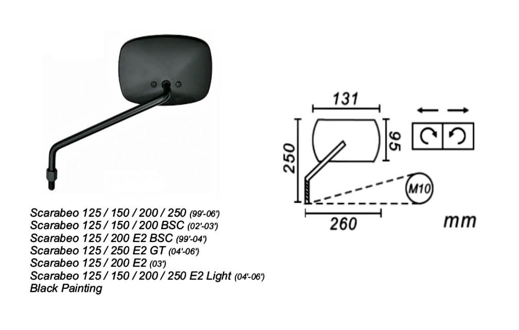 Lusterko Aprilia Scarabeo 125/150/200/250 Lewe P - zdjęcie 2