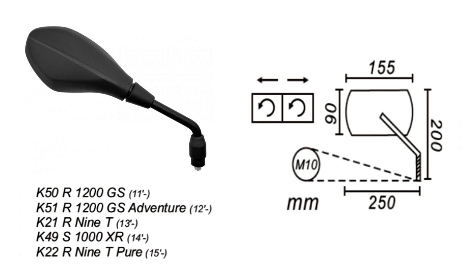 Lusterko Bmw R1200gs/R Nine T Pure Prawe Power For - zdjęcie 2