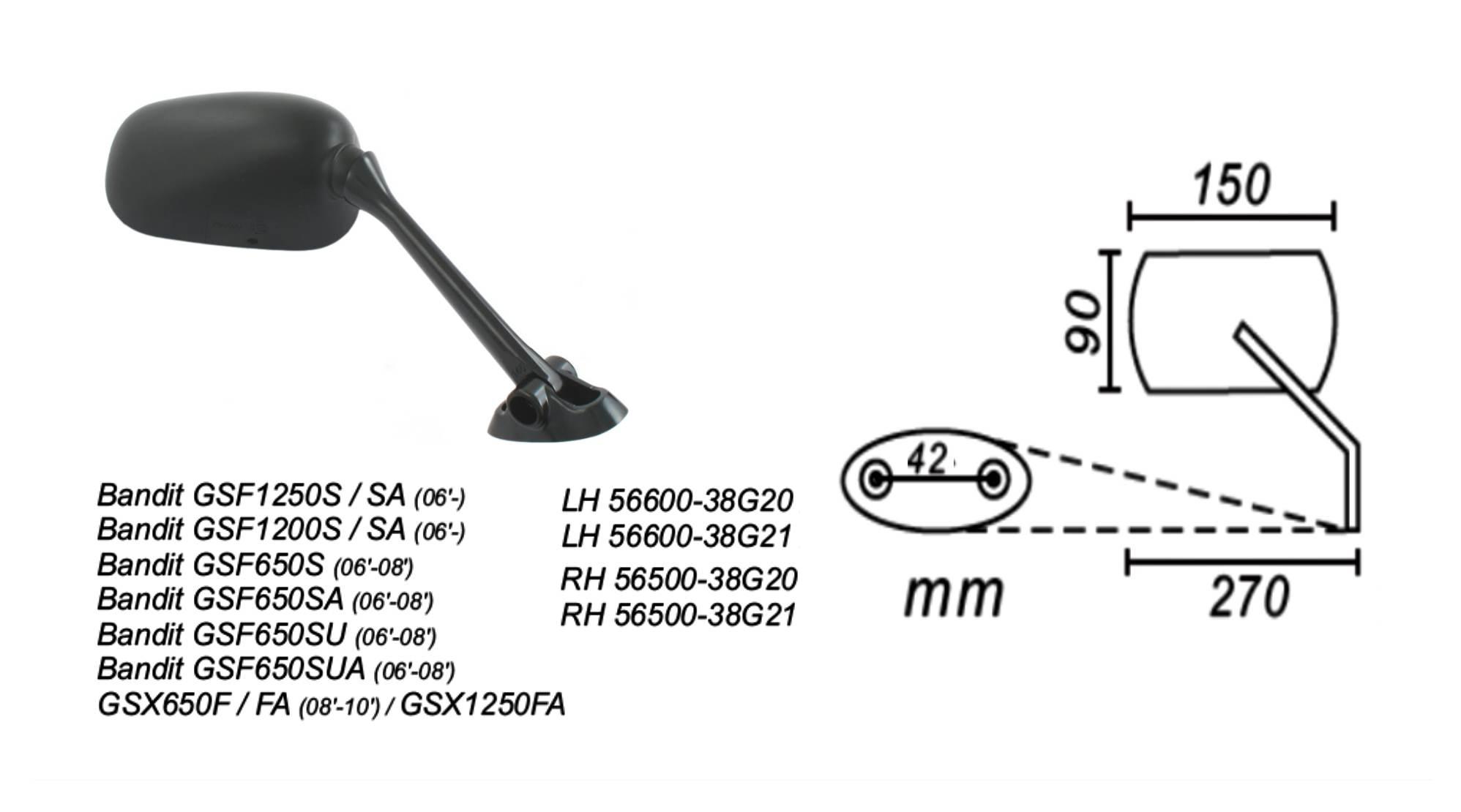 Lusterko Suzuki Bandit 650/1250 2006-08 Gsxf 2008 - zdjęcie 2