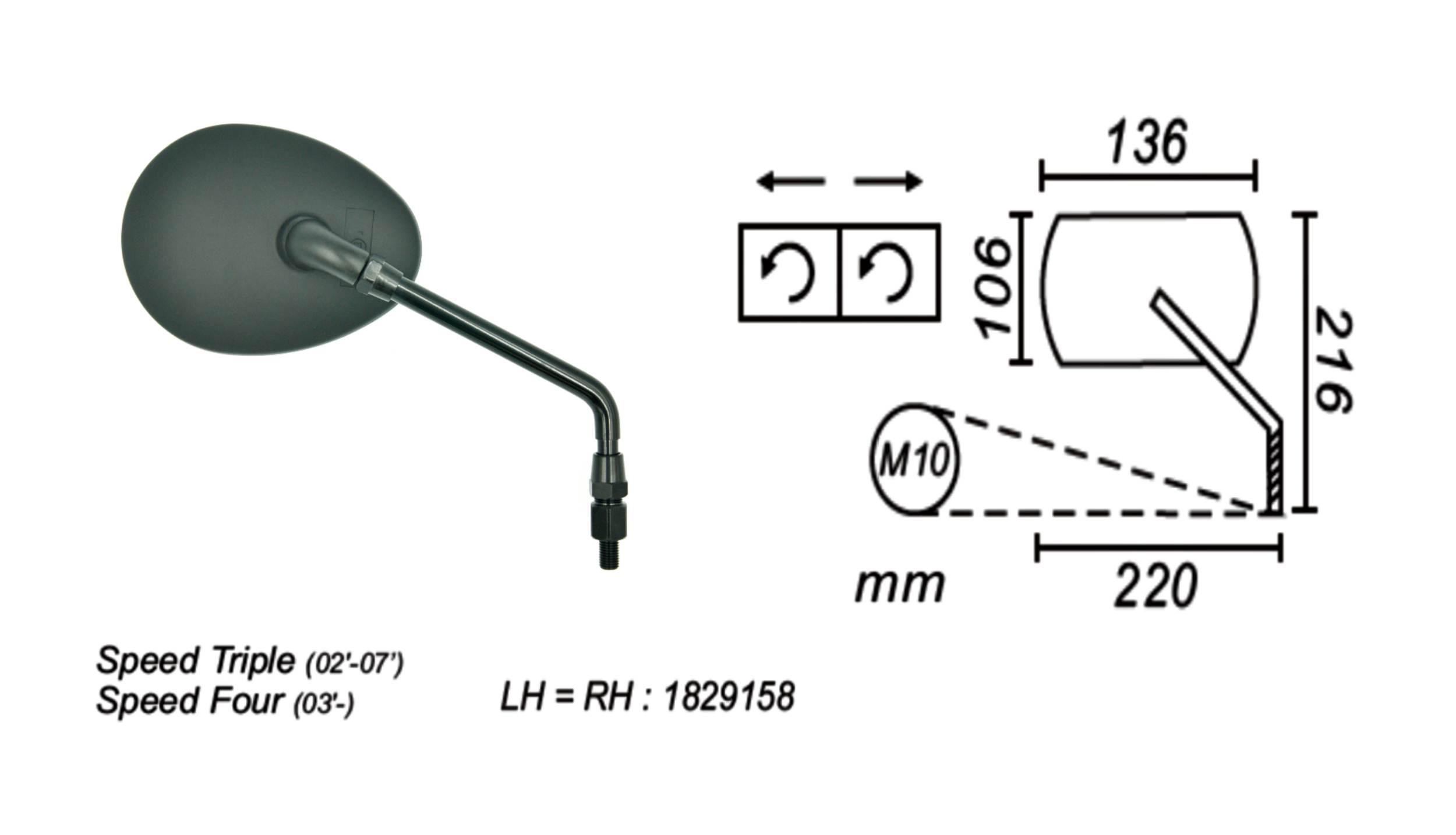Lusterko Triumph Speed Triple 2002-07 Speed Four 2 - zdjęcie 2