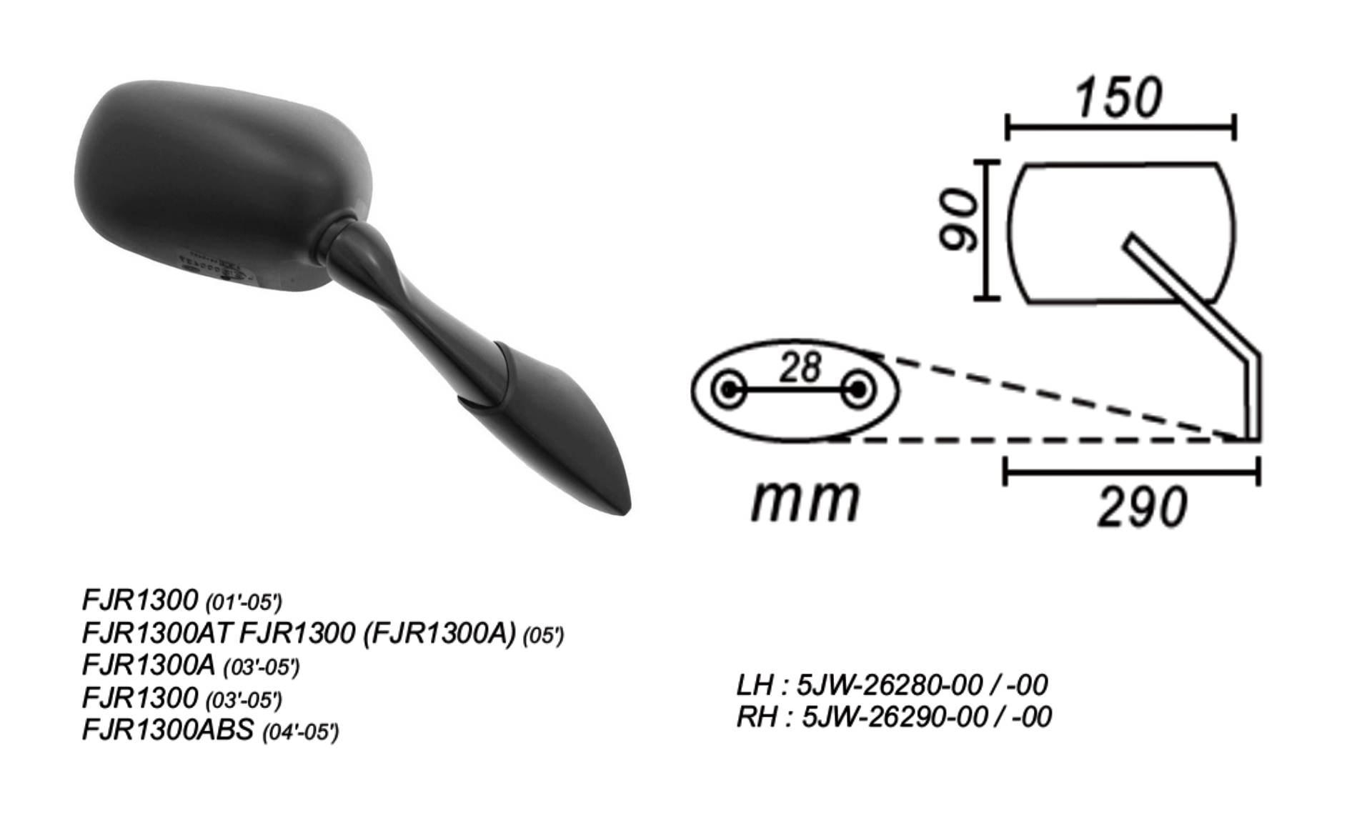 Lusterko Yamaha Fjr1300 2001-2005 Prawe Power Forc - zdjęcie 2