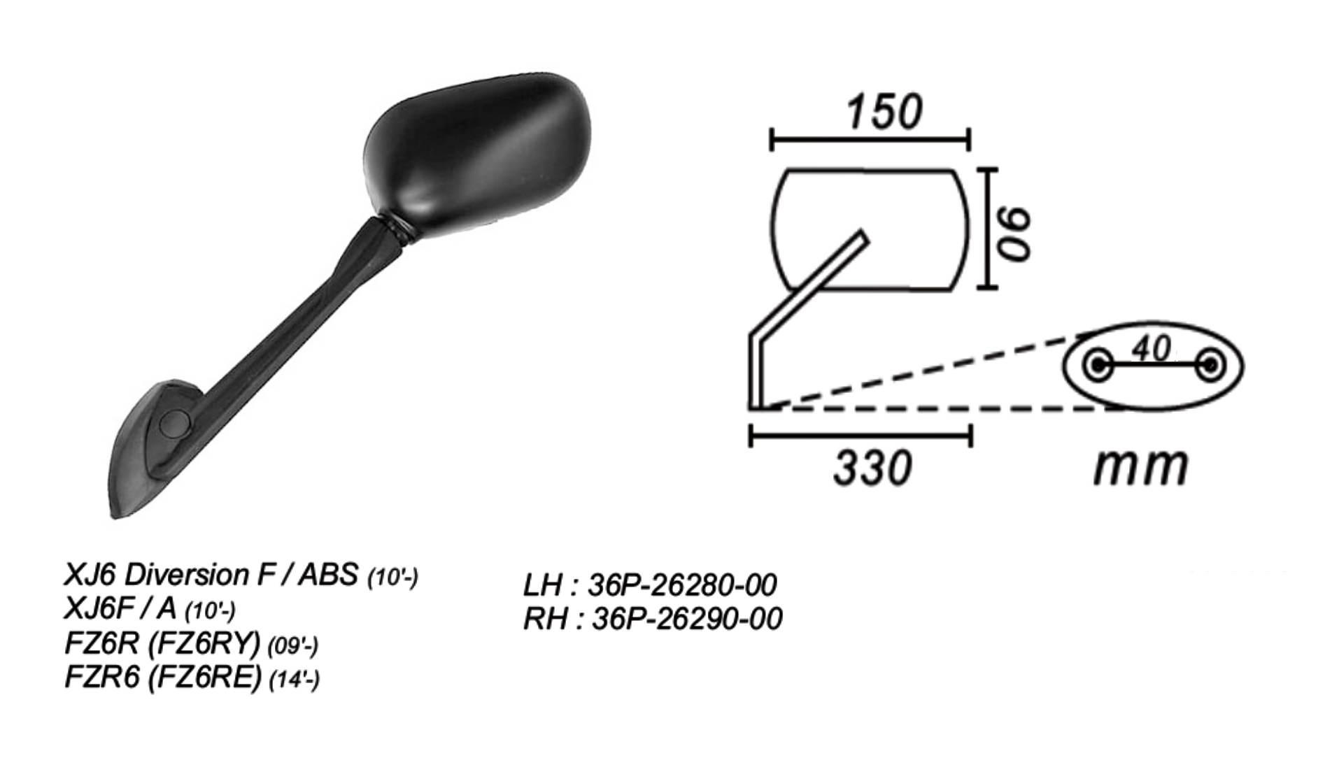 Lusterko Lewe Yamahaxj6 Diversion/F Fz6r 2009-… Power Force - zdjęcie 2
