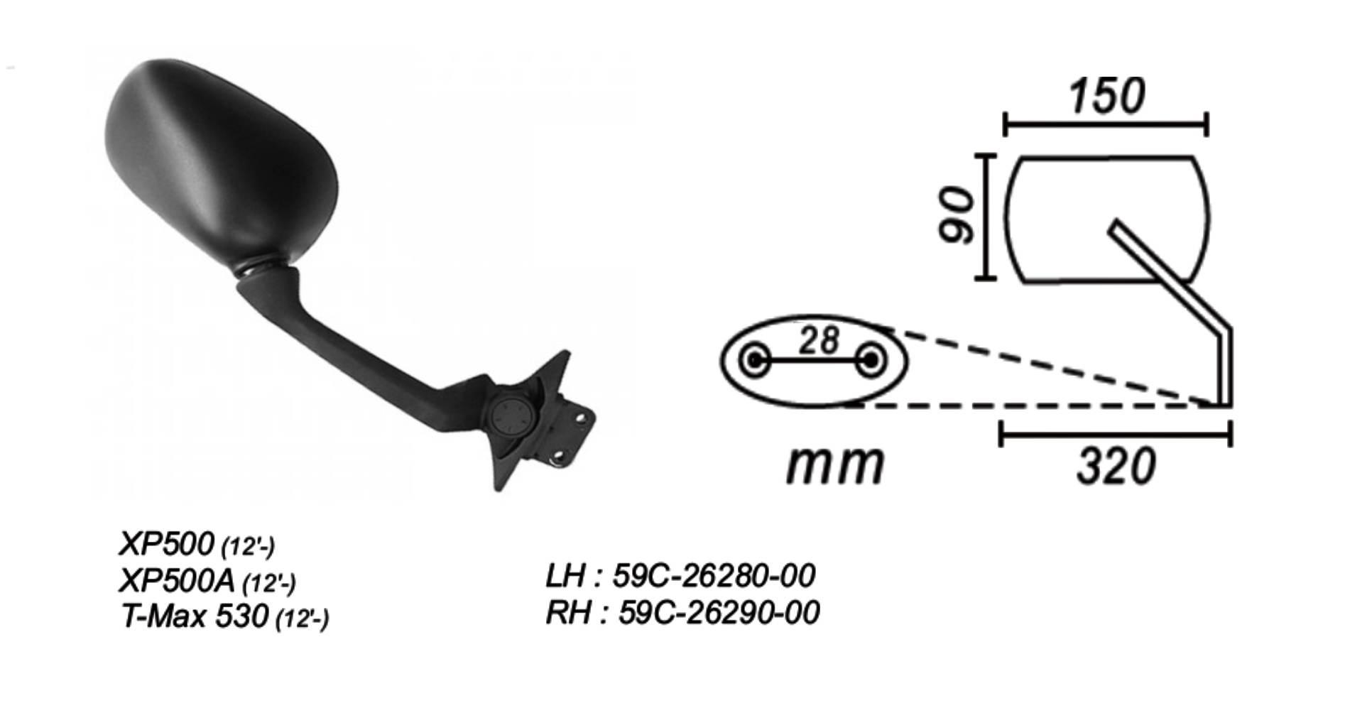 Lusterko Yamaha Xp500/T-Max 530 2012-…Prawe Power - zdjęcie 2