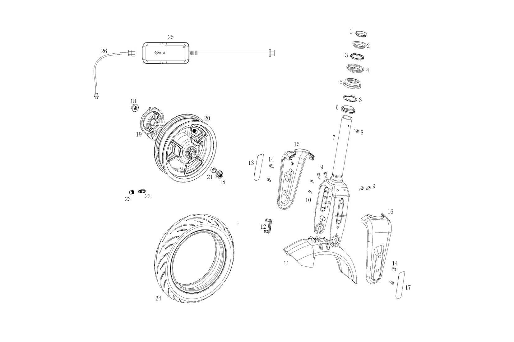 Przedni Błotnik Biały Hulajnogi Kqi2 | H0707003