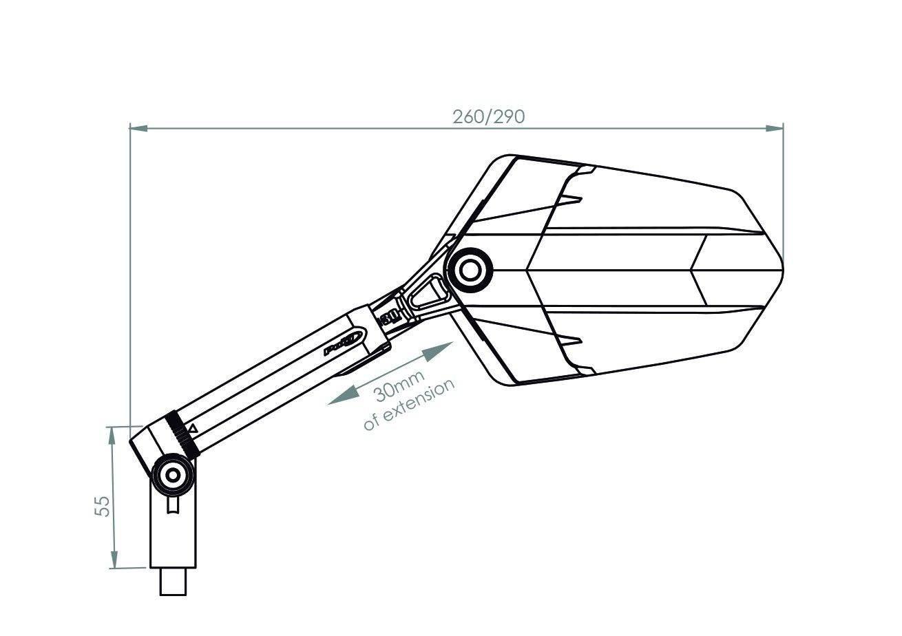 Lusterko Puig Hi-Tech Explorer Lewe Czarne Na Aluminiowym Ramieniu - zdjęcie 3