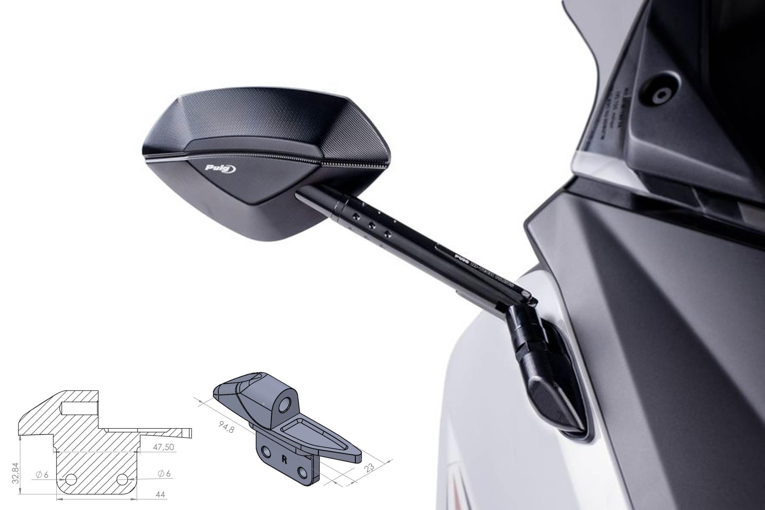 Adapter Lusterek Puig Hi-Tech Do Owiewek 9574n Prawy