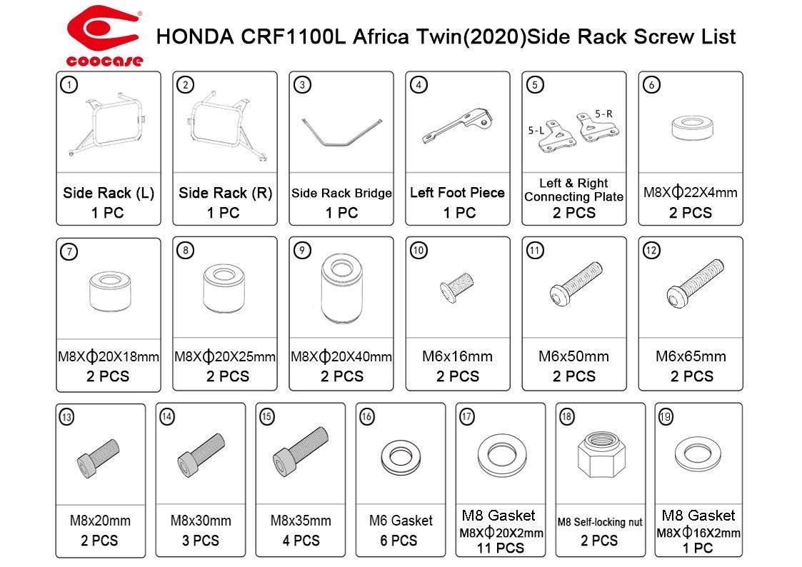 Zestaw stelaży kufer centralny boczne coocase honda africa twin 1100 2020-2023 prawy kufer asymetryczny - zdjęcie 3