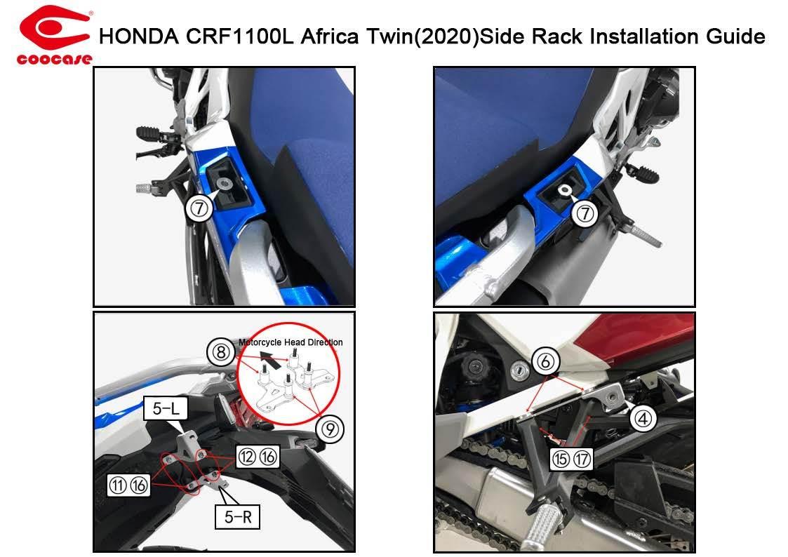 Zestaw stelaży kufer centralny boczne coocase honda africa twin 1100 2020-2023 prawy kufer asymetryczny - zdjęcie 4
