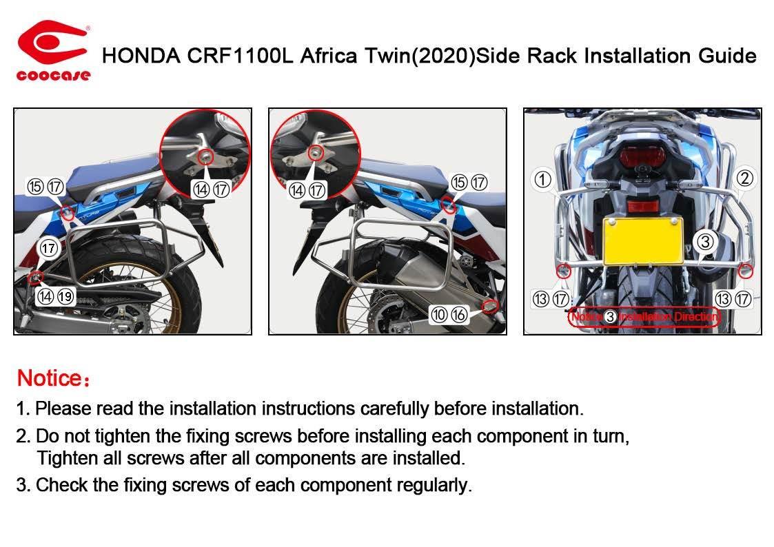 Zestaw stelaży kufer centralny boczne coocase honda africa twin 1100 2020-2023 prawy kufer asymetryczny - zdjęcie 5