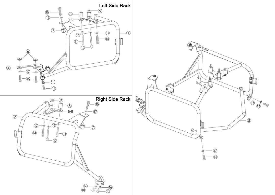 Zestaw stelaży kufer centralny boczne coocase honda africa twin 1100 2020-2023 prawy kufer asymetryczny - zdjęcie 6