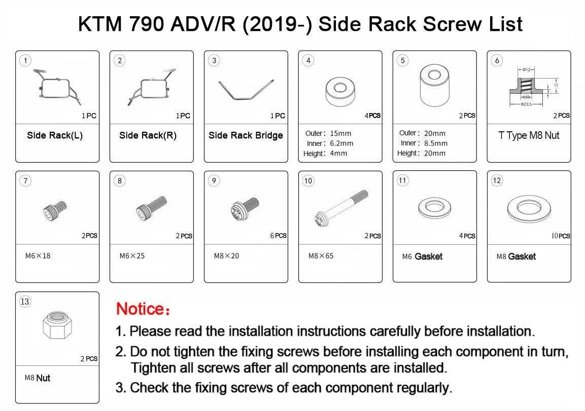 Zestaw stelaży kufer centralny boczne coocase ktm 790adv/r ktm 790/890 prawy kufer asymetryczny - zdjęcie 3