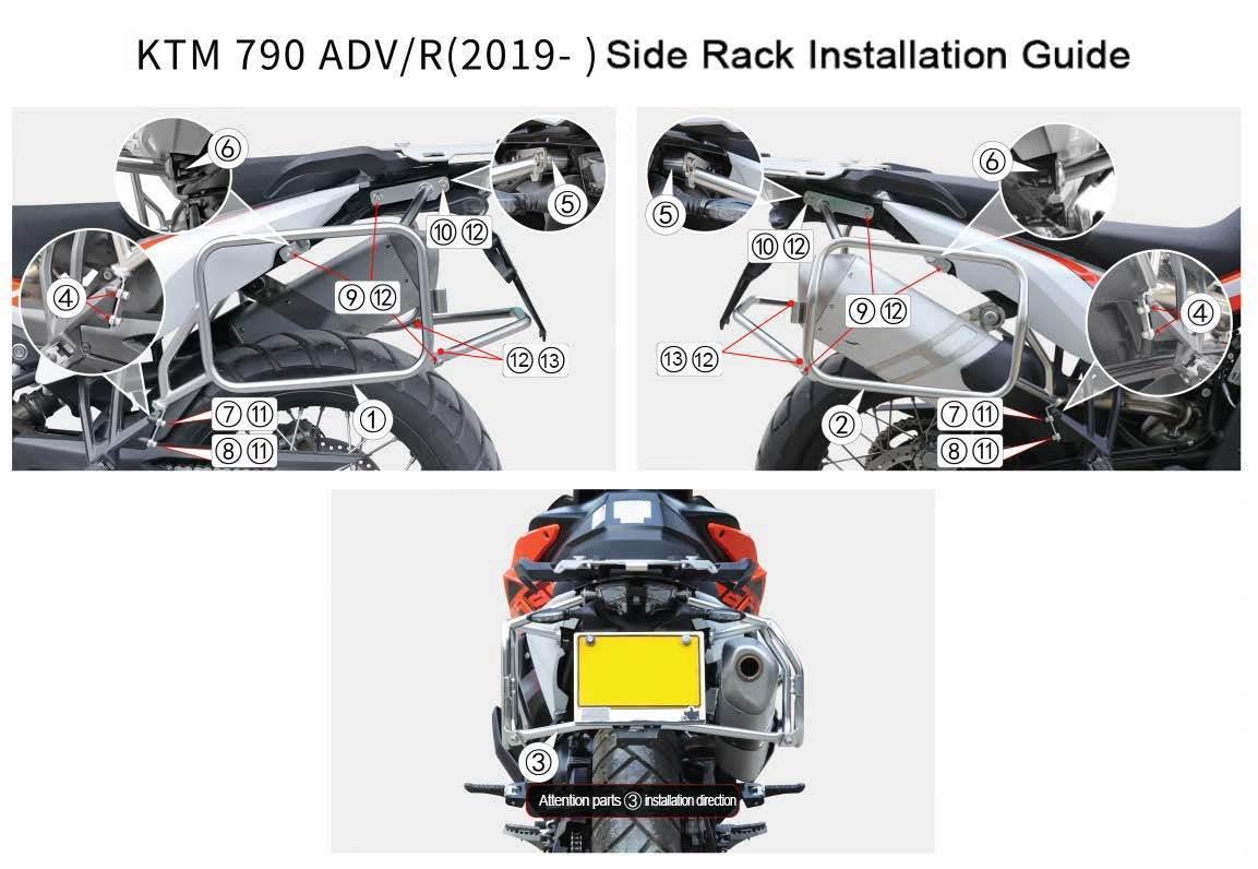 Zestaw stelaży kufer centralny boczne coocase ktm 790adv/r ktm 790/890 prawy kufer asymetryczny - zdjęcie 5