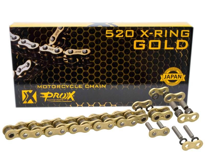 Prox Łańcuch Napędowy 520 X-Ring Gold 120 Ogniw Kolor Złoty Otwarty + Zapin