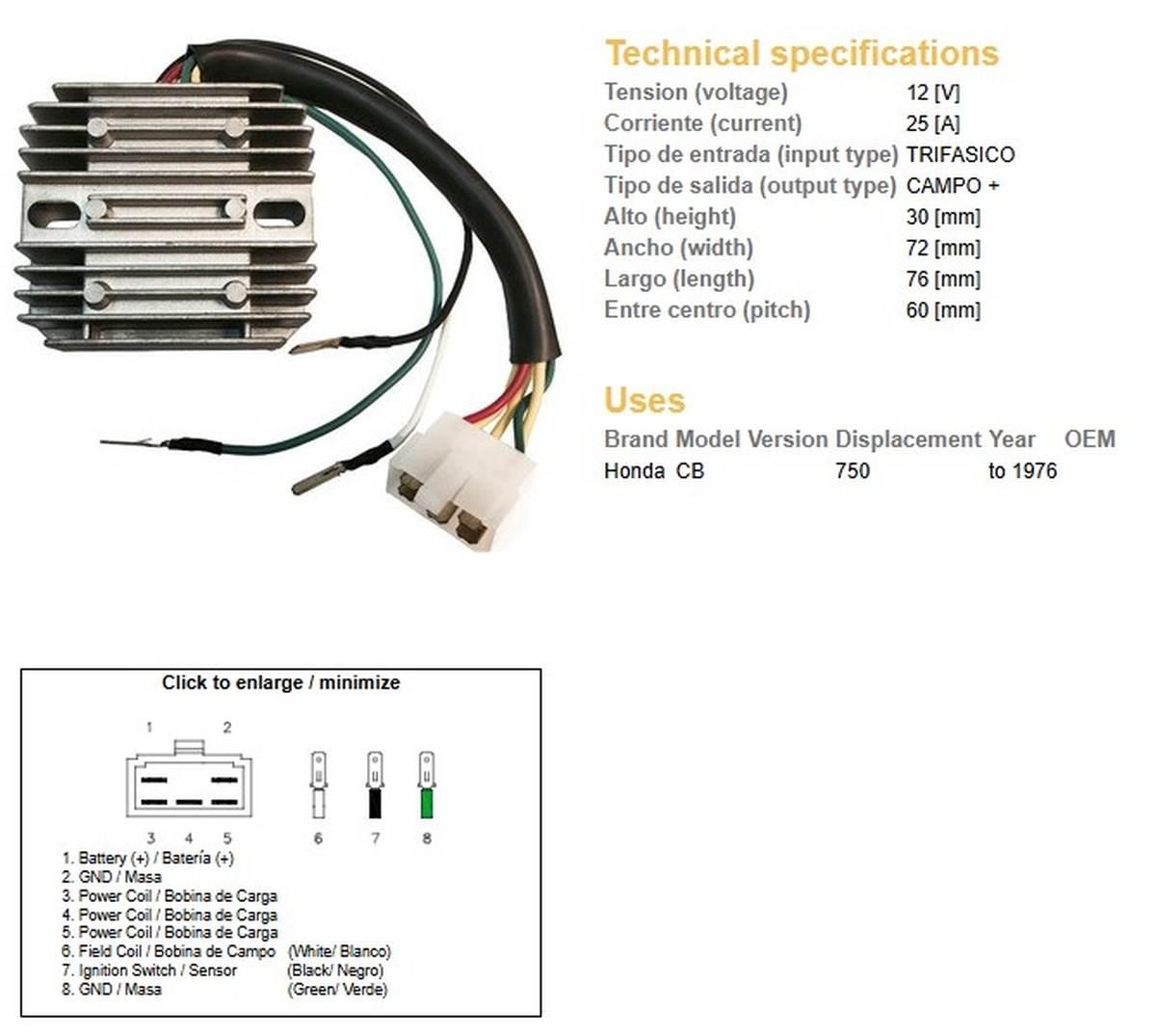 Dze Regulator Napięcia Honda Cb 750 Four -'76 - zdjęcie 3
