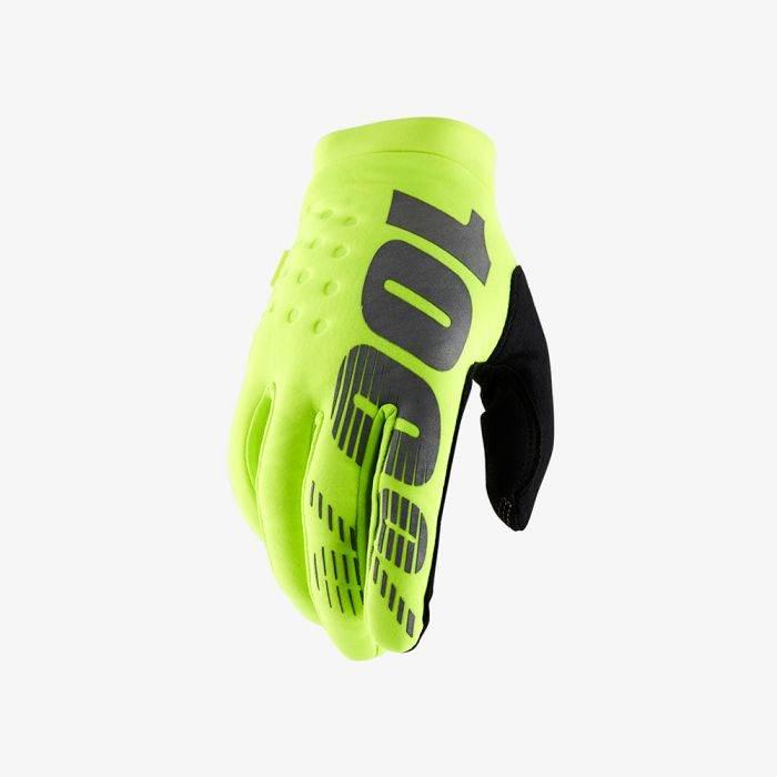100 Procent Rękawice Cross/Enduro Brisker Softshell Kolor Żółty Fluo Rozmia