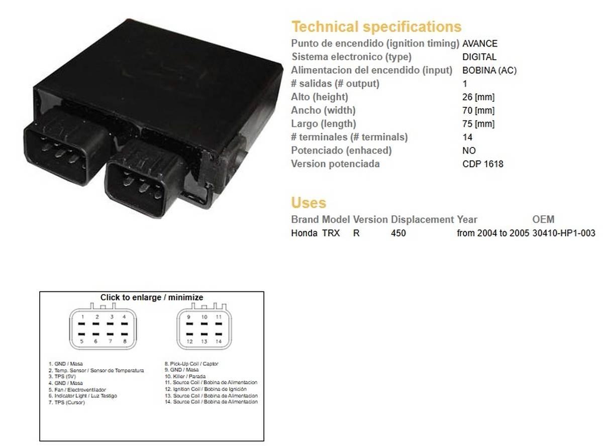 Dze Moduł Zapłonu Cdi Honda Trx 450R '04-'05 Oem-304110-Hp1-003