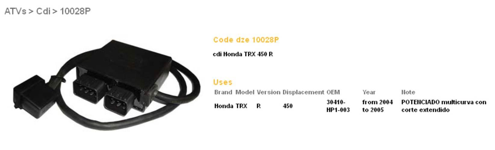 Dze Moduł Zapłonu Cdi Honda Trx 450 R '04-'05 Racing Multimapa