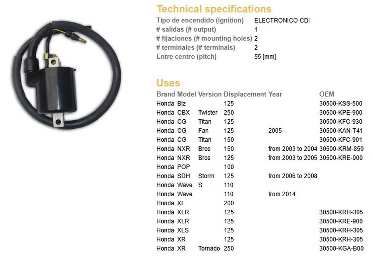 Dze Cewka Zapłonowa Honda Xlr 125; Xl 125/200; Xr 125; Cg 125 30500-Kre-900