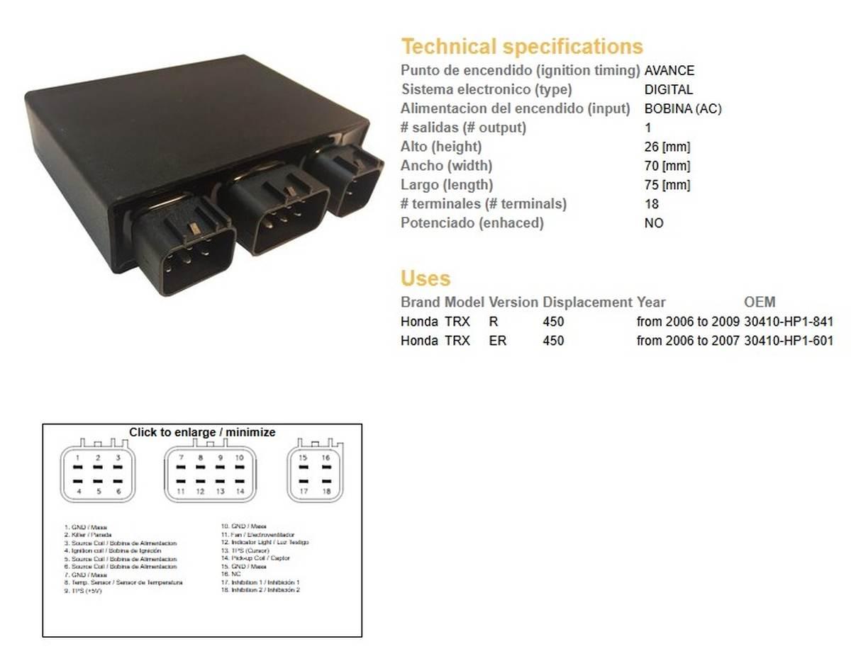 Dze Moduł Zapłonu Cdi Honda Trx 450R '06-'09 Oem-30410-Hp1-841