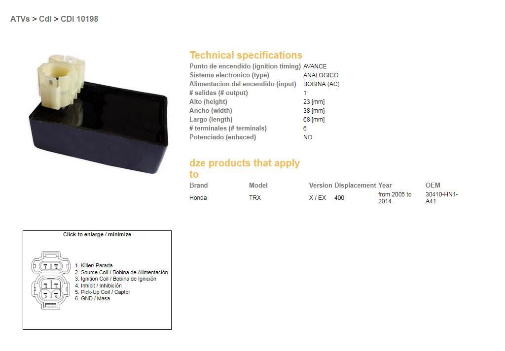 Dze Moduł Zapłonu Cdi Honda Trx 400Ex/X '05-'14 30410-Hn1-A41