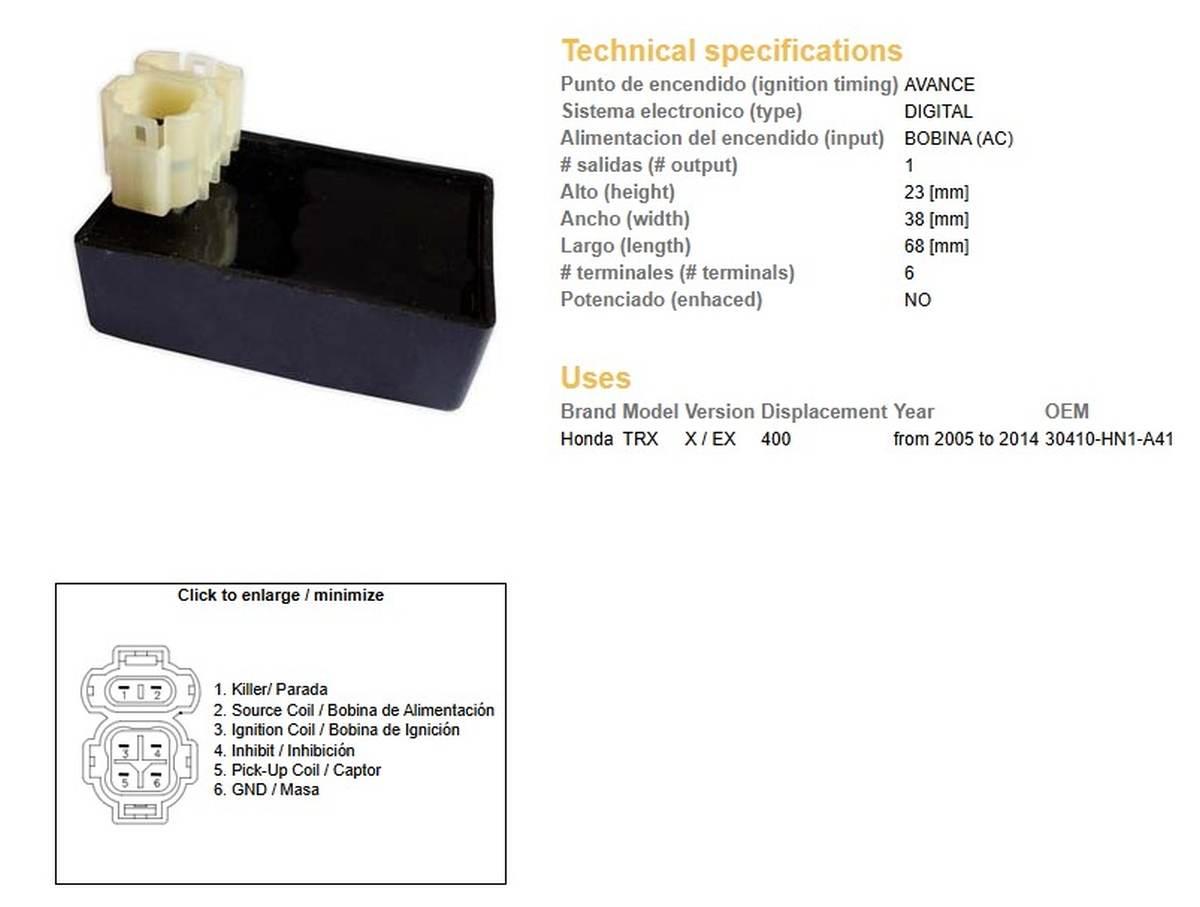 Dze Moduł Zapłonu Cdi Honda Trx 400Ex/X '05-'14 30410-Hn1-A41 - zdjęcie 2