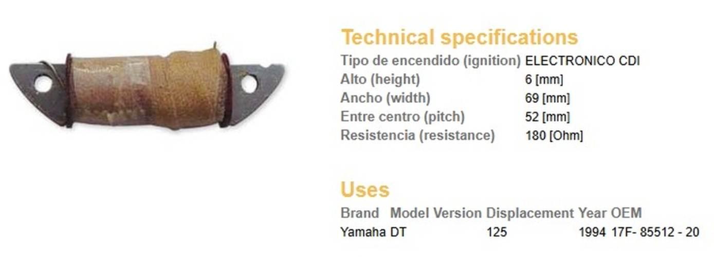 Dze Cewka Uzwojenia Wzbudzająca Zapłon Yamaha Dt 125R`94 Oem:17F-85512-20