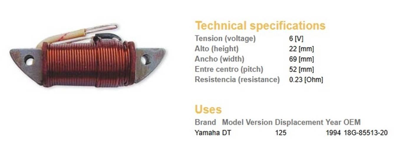 Dze Cewka Uzwojenia Wzbudzająca Zapłon Yamaha Dt 125R '94 Oem: 18G-85513-20