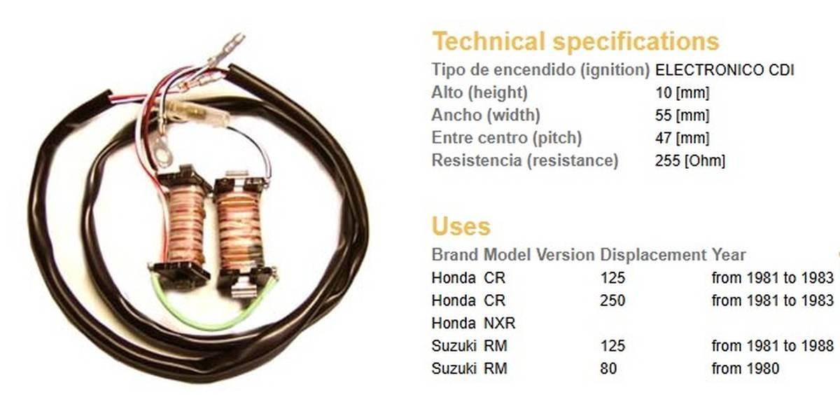 Dze Cewka Wzbudzenia 2Szt. = Kpl. Honda Cr 125R '81-'83; Cr 250R '81-'83; S