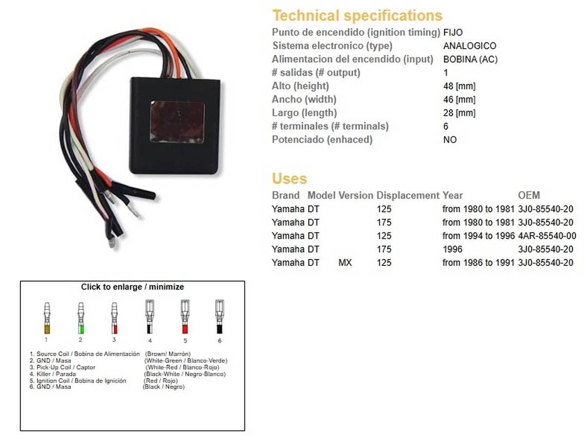 Dze Moduł Zapłonu Cdi Yamaha Dt 125Mx '86-'91; Dt 175 '80-'96 Oem-3Jo-85540