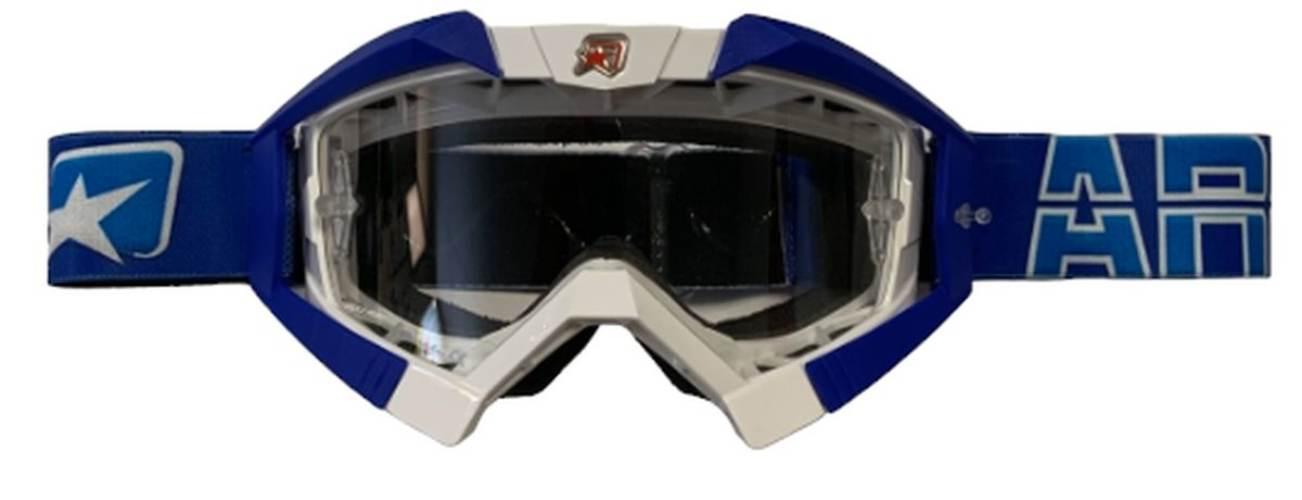Ariete Gogle Riding Crows Basic Kolor Biały/Niebieski, Szybka Anti Fog, Ant