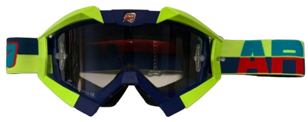 Ariete Gogle Riding Crows Basic Kolor Granatowy/Żółty Fluo, Szybka Anti Fog