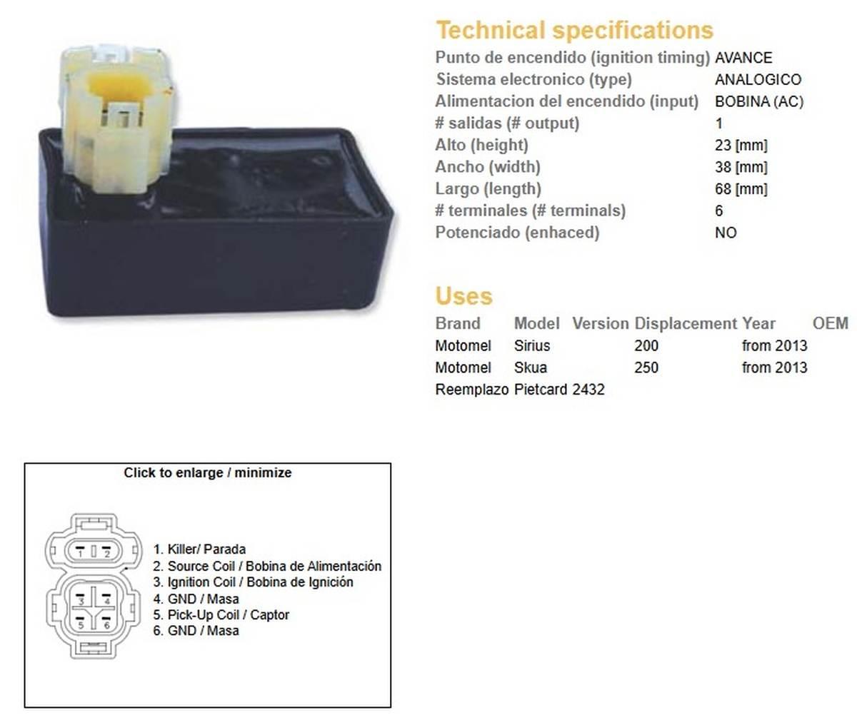 Dze Moduł Zapłonu Cdi Motomet Sirius 200/250 '13