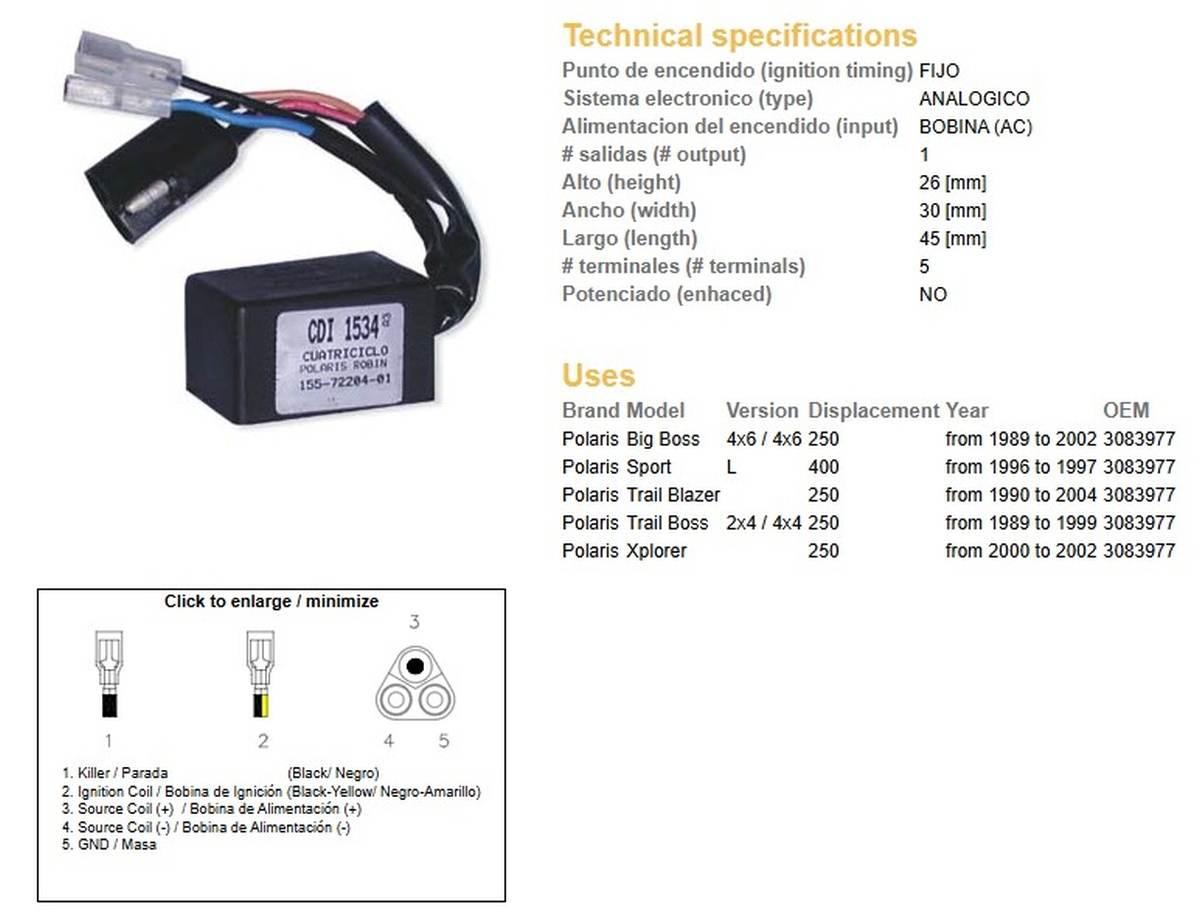 Dze Moduł Zapłonu Cdi Polaris 250 '89-'04, 400 Sport '96-'97