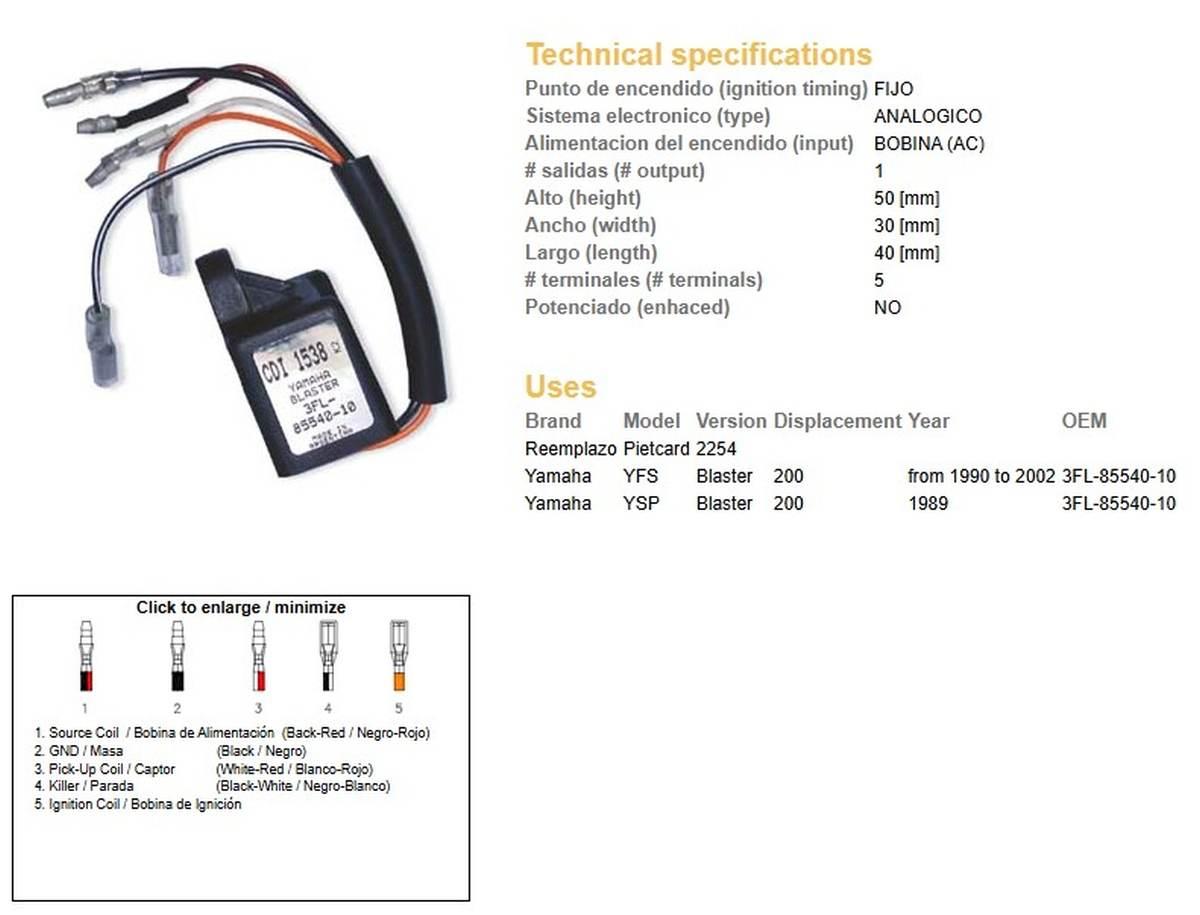 Dze Moduł Zapłonu Cdi Yamaha Yfs 200 Blaster '90-'02 3Fl-85540-10