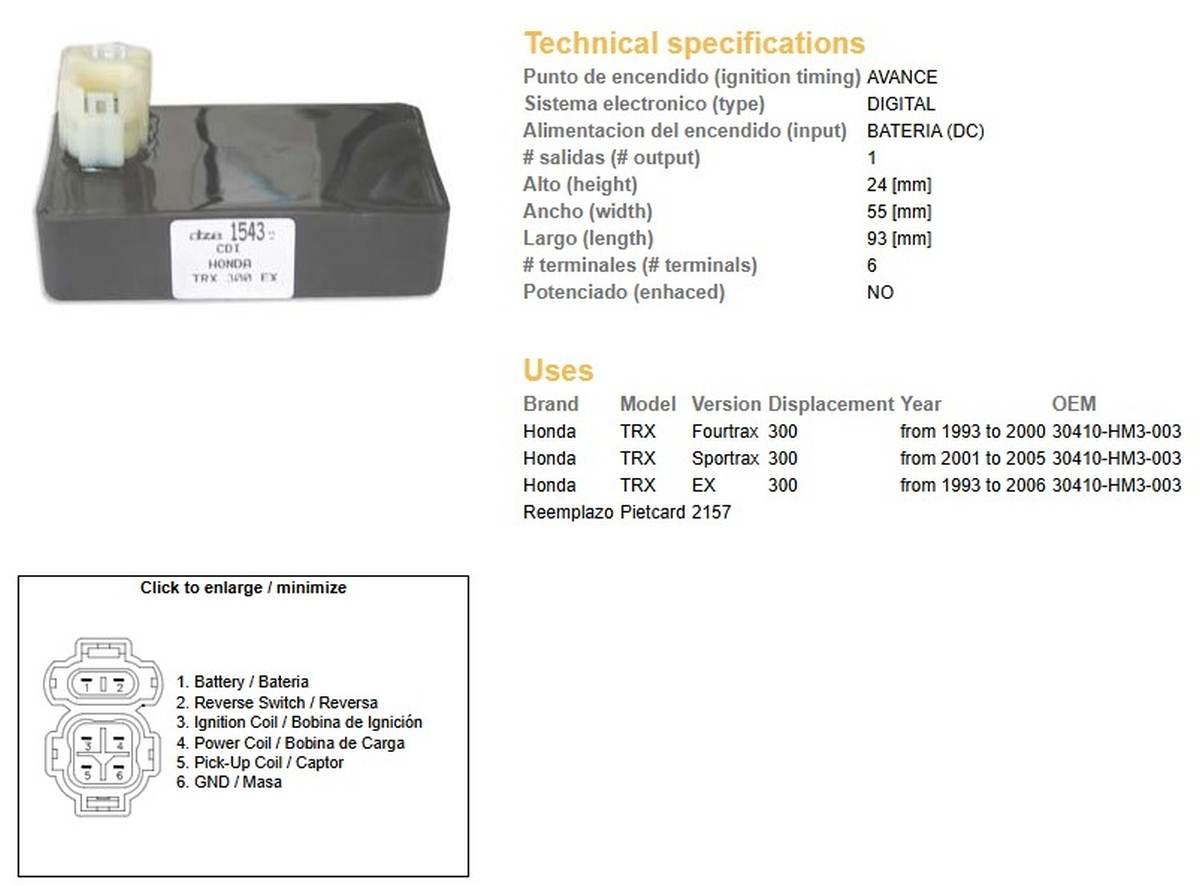 Dze Moduł Zapłonu Cdi Honda Trx 300Ex '93-'05 30410-Hm3-003