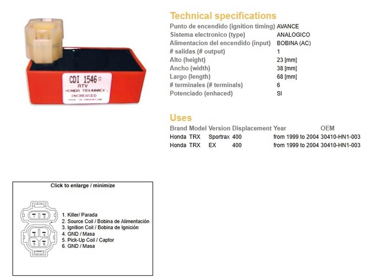 Dze Moduł Zapłonu Cdi Honda Trx 400Ex '99-'04; Trx 400 Sportrax '99-'04 Tun