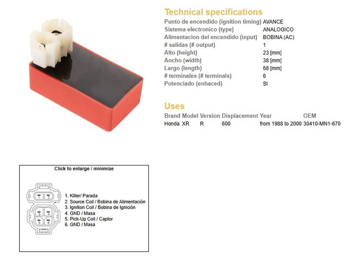 Dze Moduł Zapłonu Cdi Honda Xr 600 R '88-'00 30410-Mn1-670