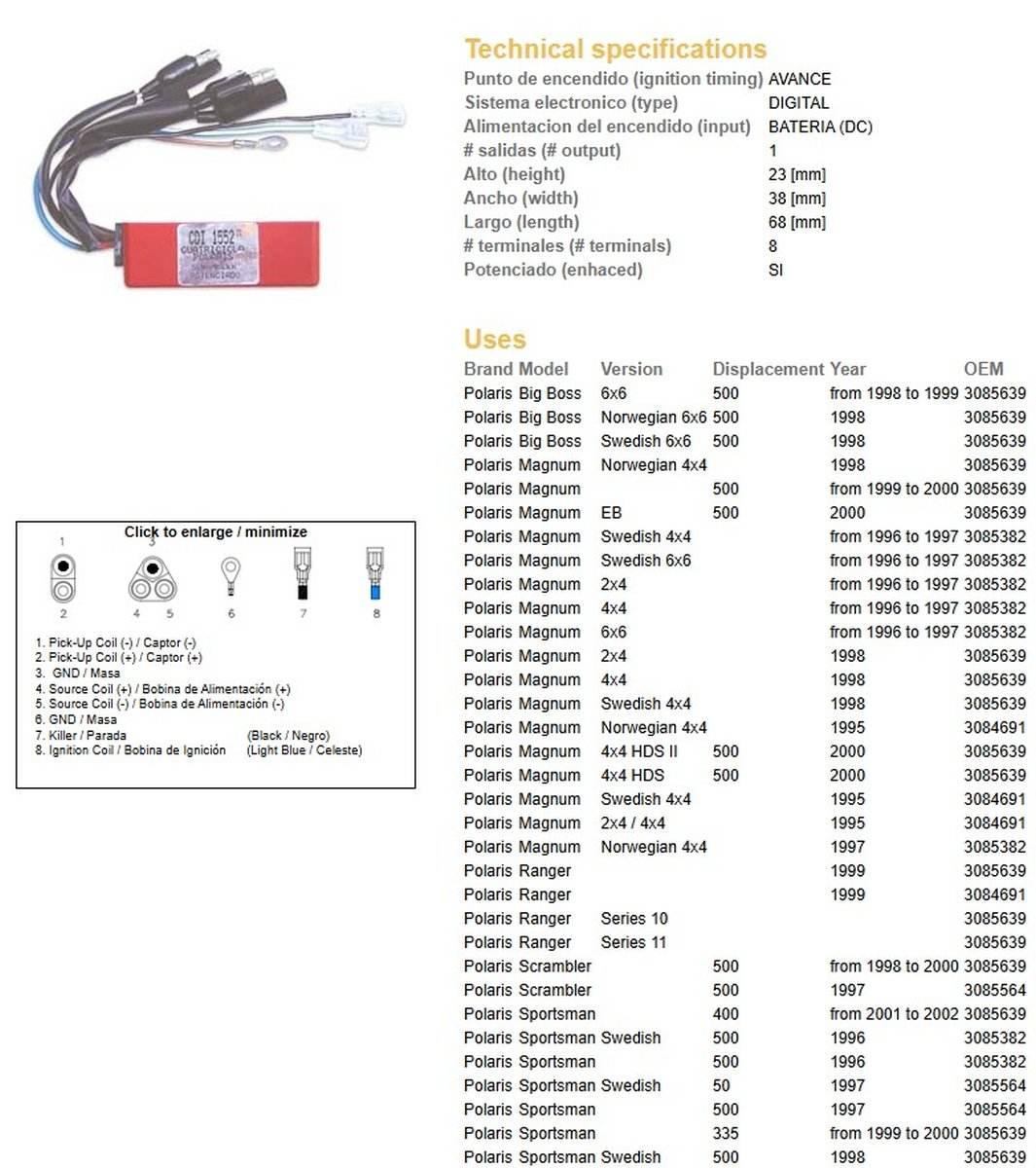 Dze Moduł Zapłonu Cdi Polaris Sportsman 500 '96-'00; 400 '01-'02; Scrambler