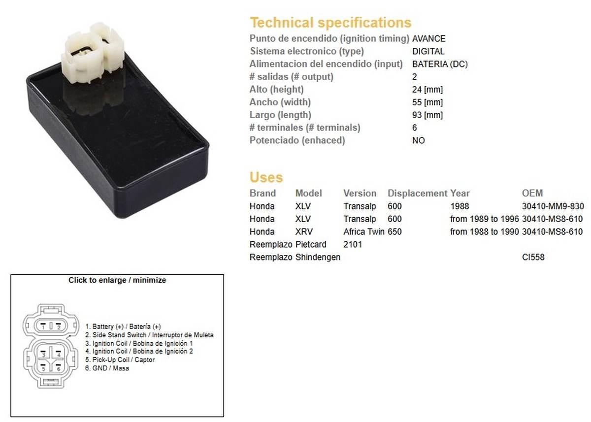 Dze Moduł Zapłonu Cdi Honda Xl 600V Transalp '89-'99; Xrv 650 Africa Twin '