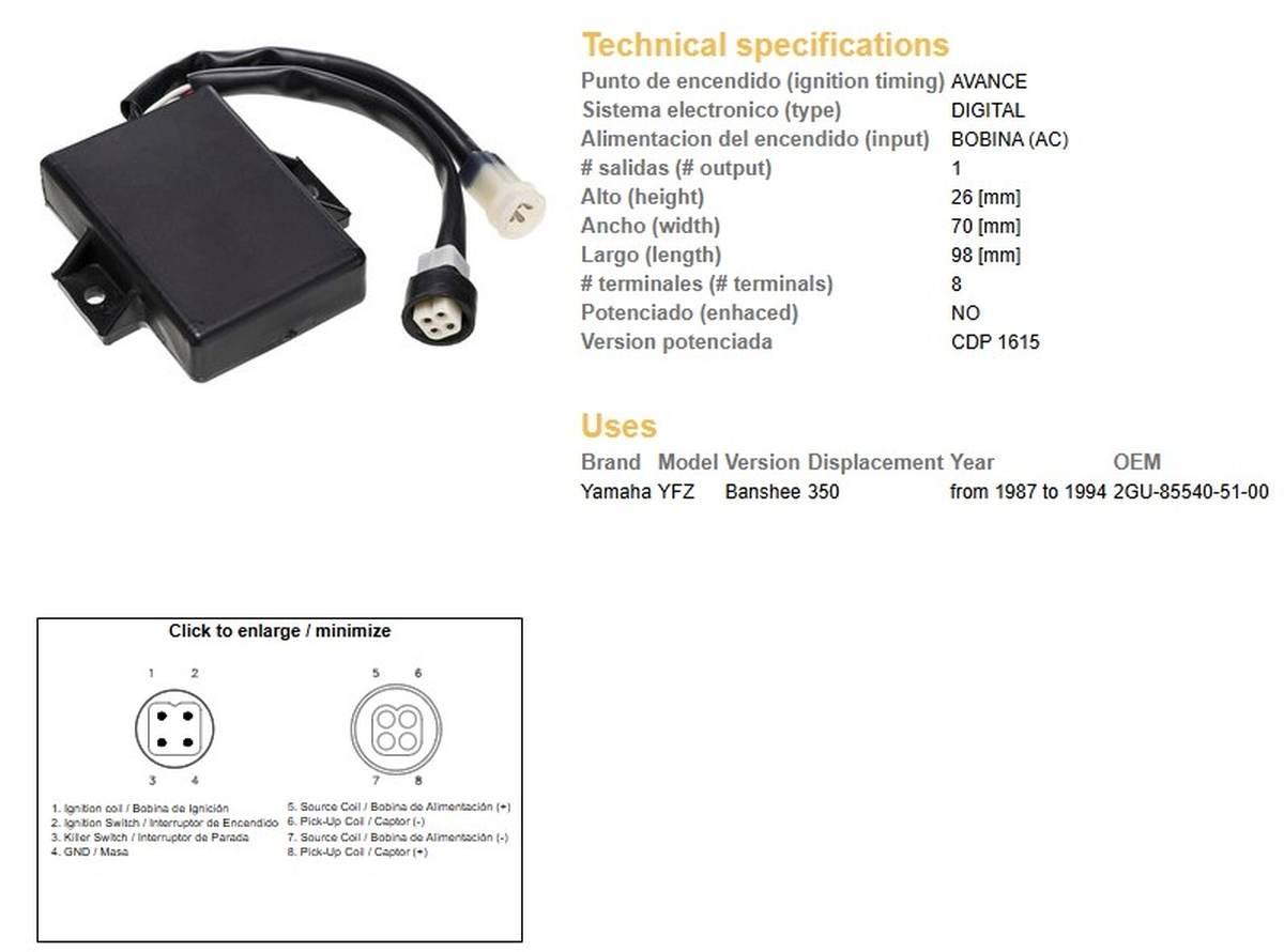 Dze Moduł Zapłonu Cdi Yamaha Yfz 350 Banshee '87-'94 - zdjęcie 3
